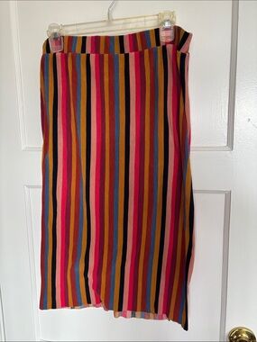 wild fable Multicolor Ribbed Vertical Stripe Midi Skirt